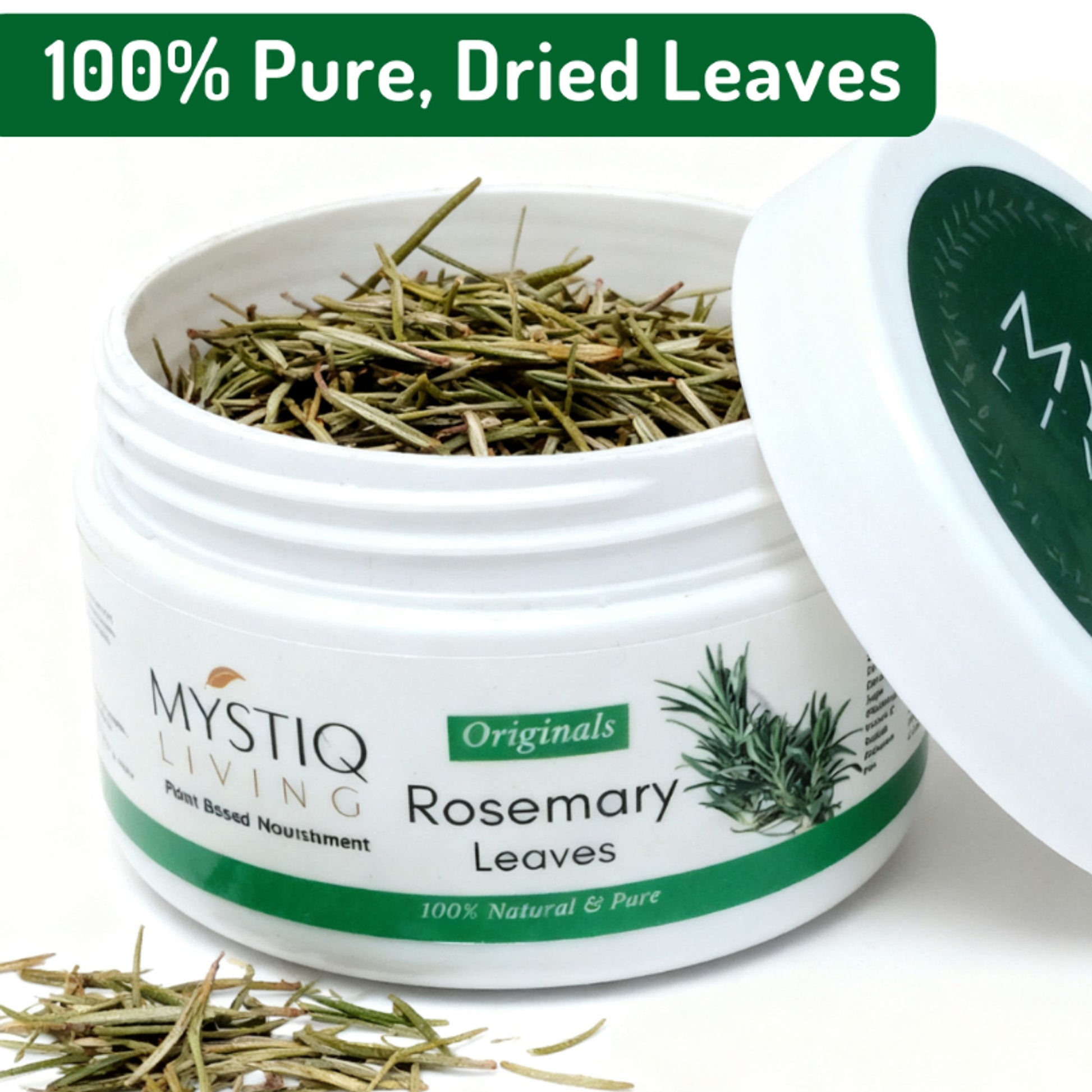 Mystiq Living Dried Rosemary Leaves for Hair Growth & Tea Infusion, 100% Dry and Organic