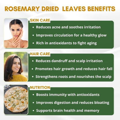 Mystiq Living Dried Rosemary Leaves for Hair Growth & Tea Infusion, 100% Dry and Organic