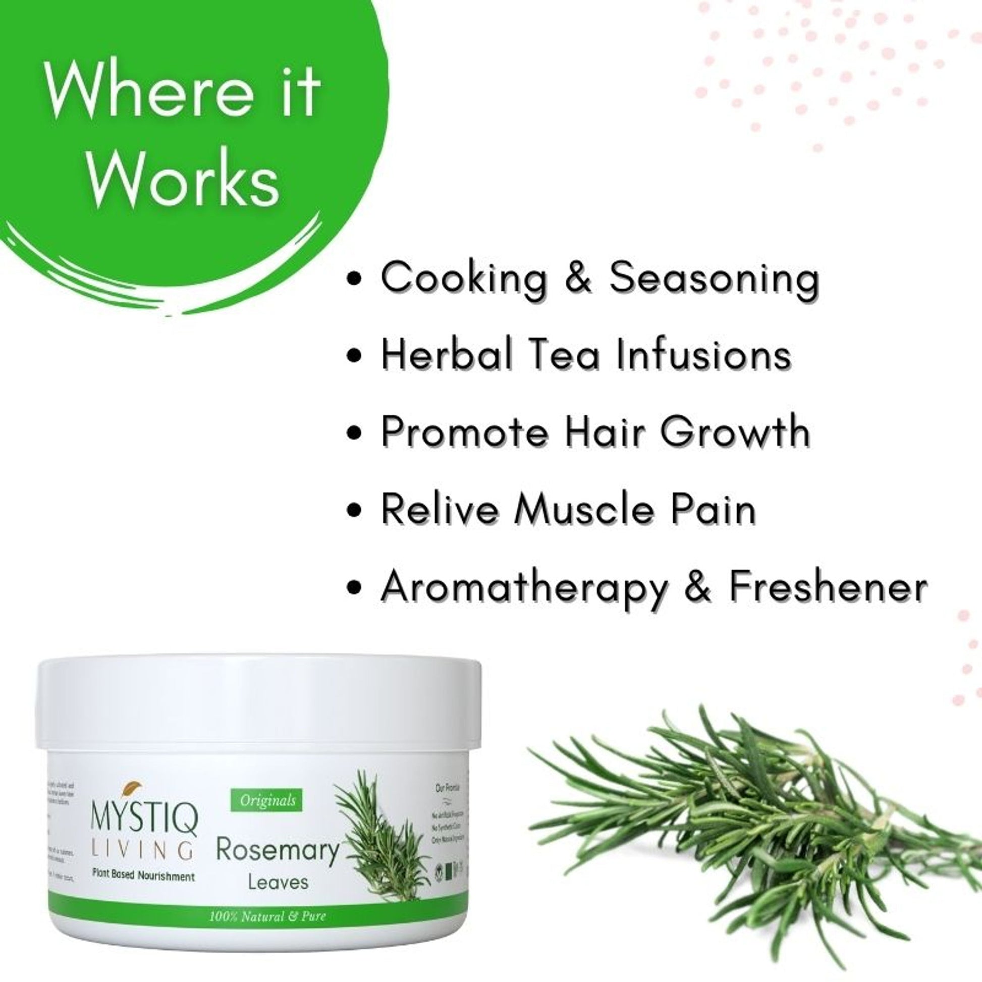 Mystiq Living Dried Rosemary Leaves for Hair Growth & Tea Infusion, 100% Dry and Organic