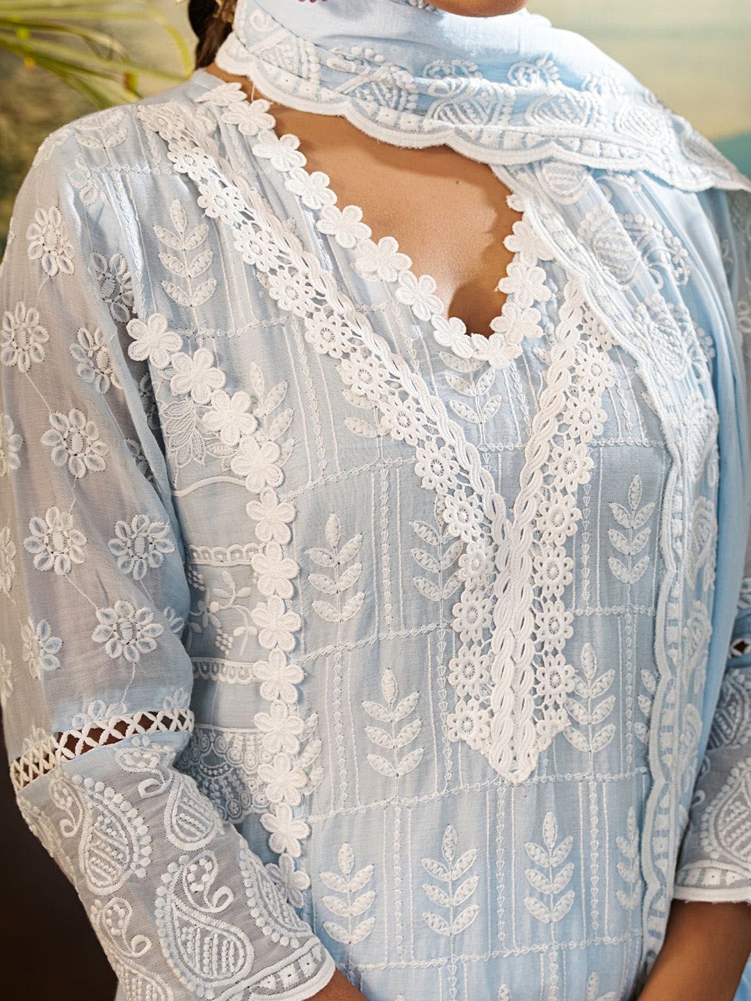 Women Ethnic Motifs Embroidered Cotton Kurta with Trousers & Dupatta
