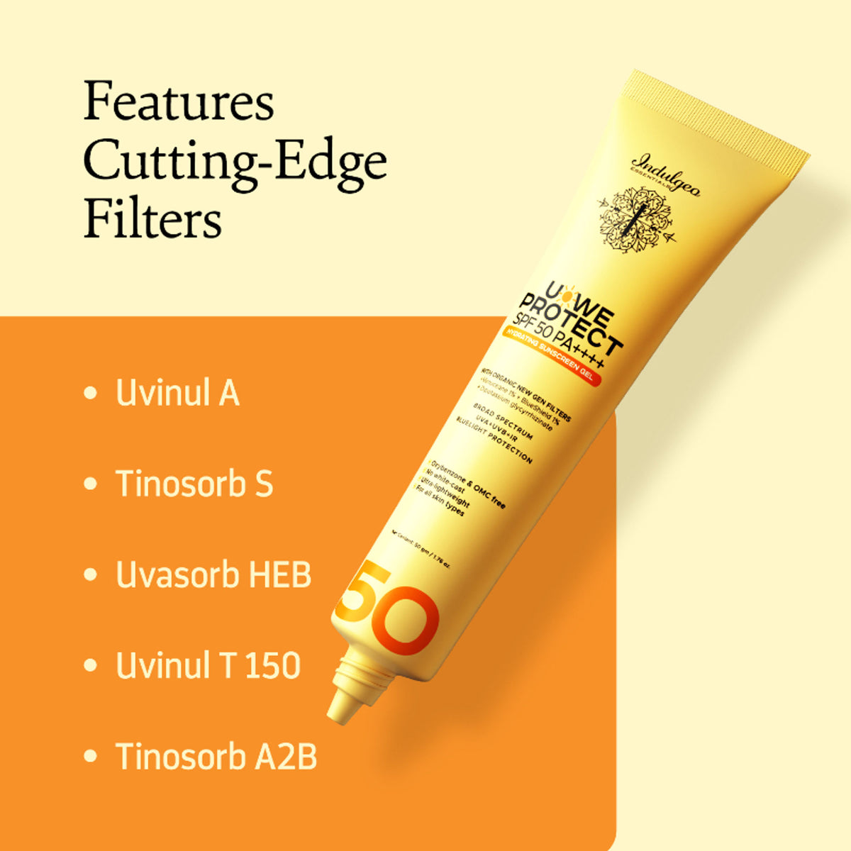 Indulgeo Essentials U-We Protect Ultra Light Sunscreen Gel Spf50 Pa++++ With Korean Uv Filters