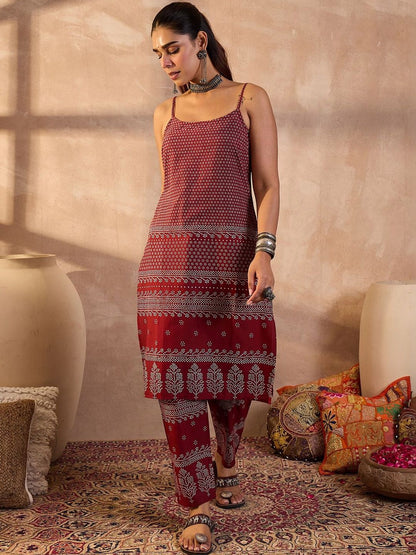 Women Ethnic Motifs Printed Regular Pure Cotton Kurta with Trousers