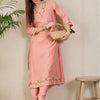 Dhiyona IE Women Floral Embroidered V-NeckThread Work Kurta with Trousers