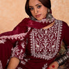Indyancart IE Women Ethnic Motifs Embroidered Regular Thread Work Kurta with Trousers & With Dupatta