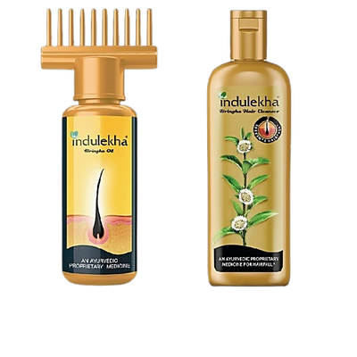 Indulekha Combo Set - Bringha Hair Oil and Anti Hair Fall Shampoo (Hair Cleanser)