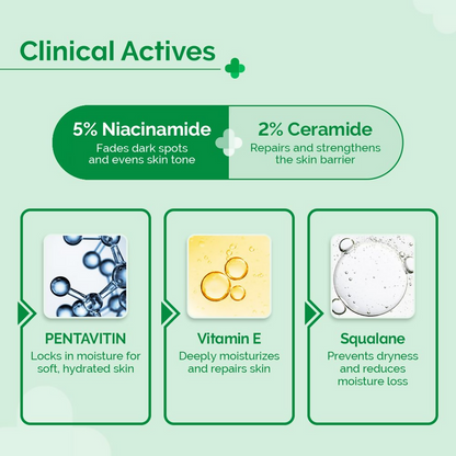 The Derma Co 5% Nia-Ceramide Daily Hydrating Moisturizer for face, showing the jar with the product label and creamy texture.