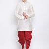 Men's Cream Silk Blend Pathani Kurta and Dhoti Set