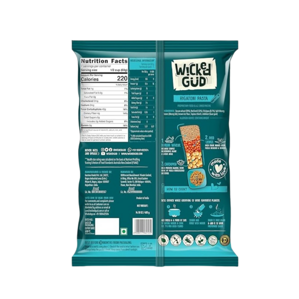 WickedGud Rigatoni Pasta Semolina