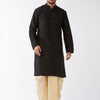 Men's Black Silk Blend Straight Kurta and Dhoti Set