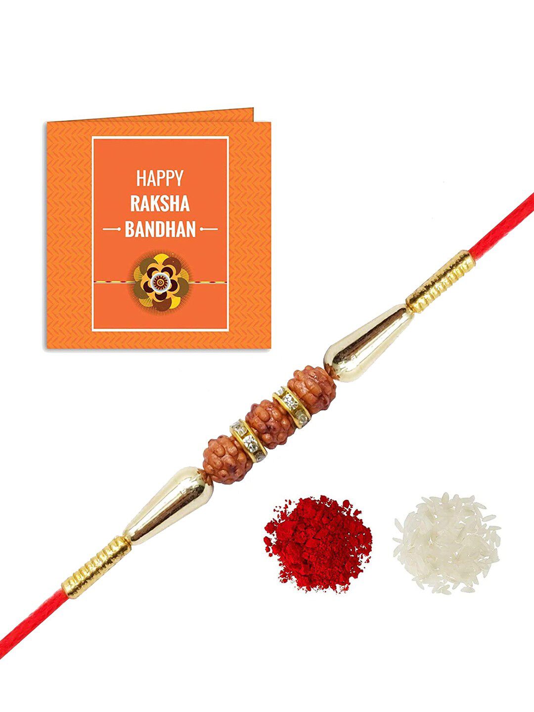 Anouk Stone Studded & beaded Rakhi Greeting Card & Roli Chawal