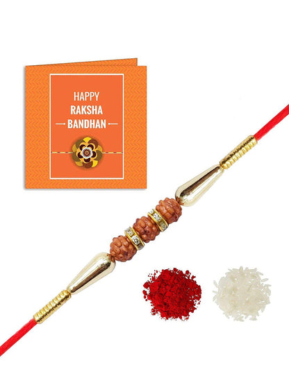 Anouk Stone Studded & beaded Rakhi Greeting Card & Roli Chawal