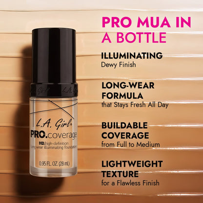 L.A Girl Pro Coverage Illuminating Liquid Foundation - Warm Beige
