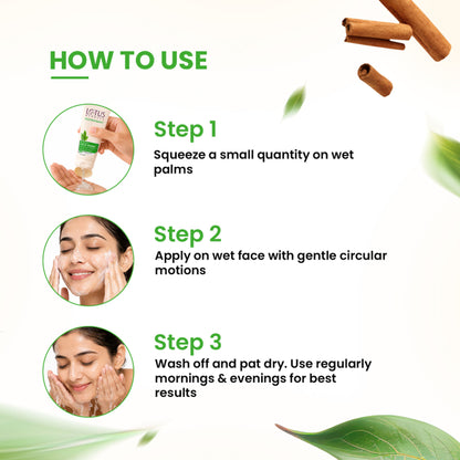Lotus Herbals Teatreewash Face Wash With TeaTree Oil & Cinnamon And Helps Control Pimples & Acne