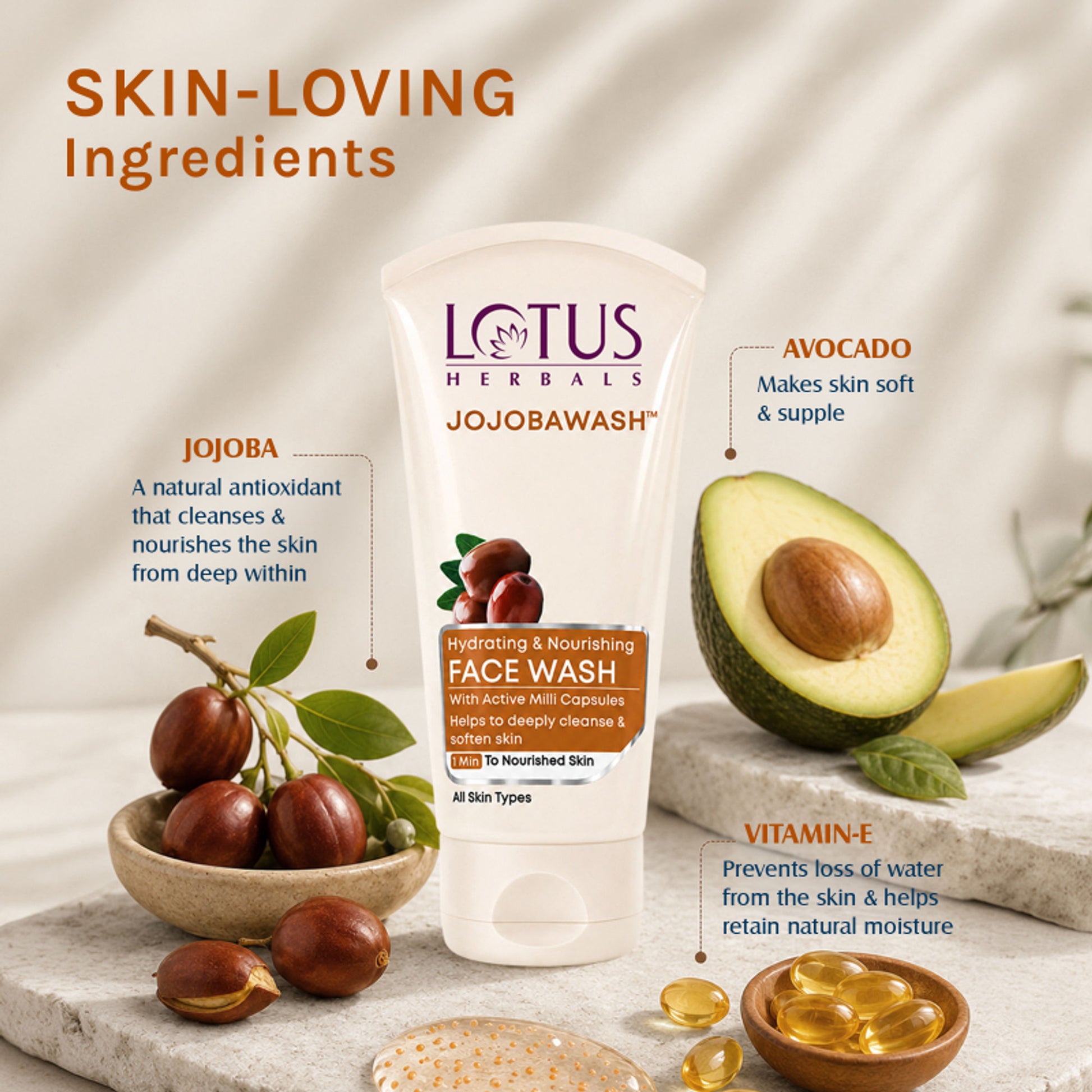 Lotus Herbals Jojobawash Active Milli Capsules Nourishing Face Wash