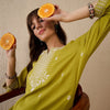 Indyancart IE Ethnic Motifs Embroidered Thread Work Notch Neck Straight Kurta