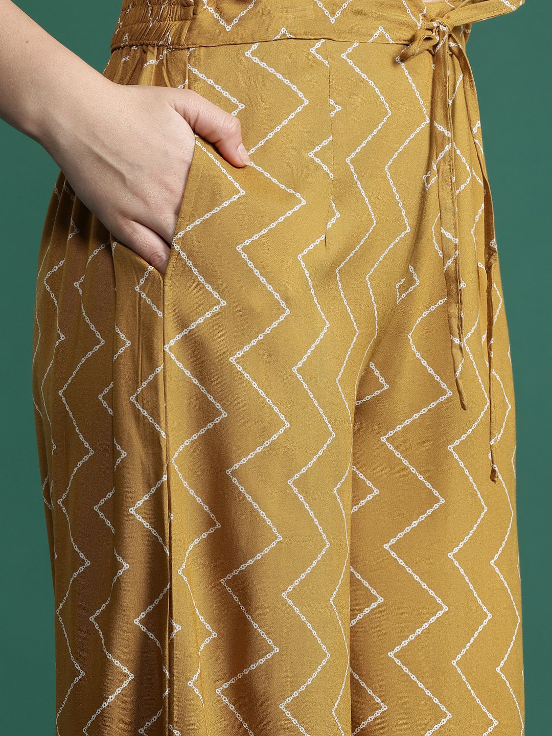 Indyancart IE Quirky Printed Beads & Stones Kurta with Salwar