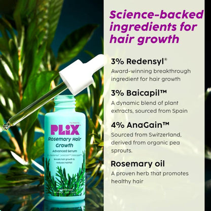 Plix Rosemary Hair Growth Serum With 3% Redensyl, 4% AnaGain, 3% Baicapil, Thickens Hair