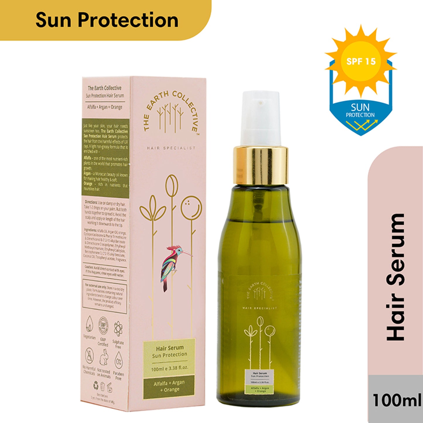 The Earth Collective Hair Serum, Sun Protection Hair Sunscreen
