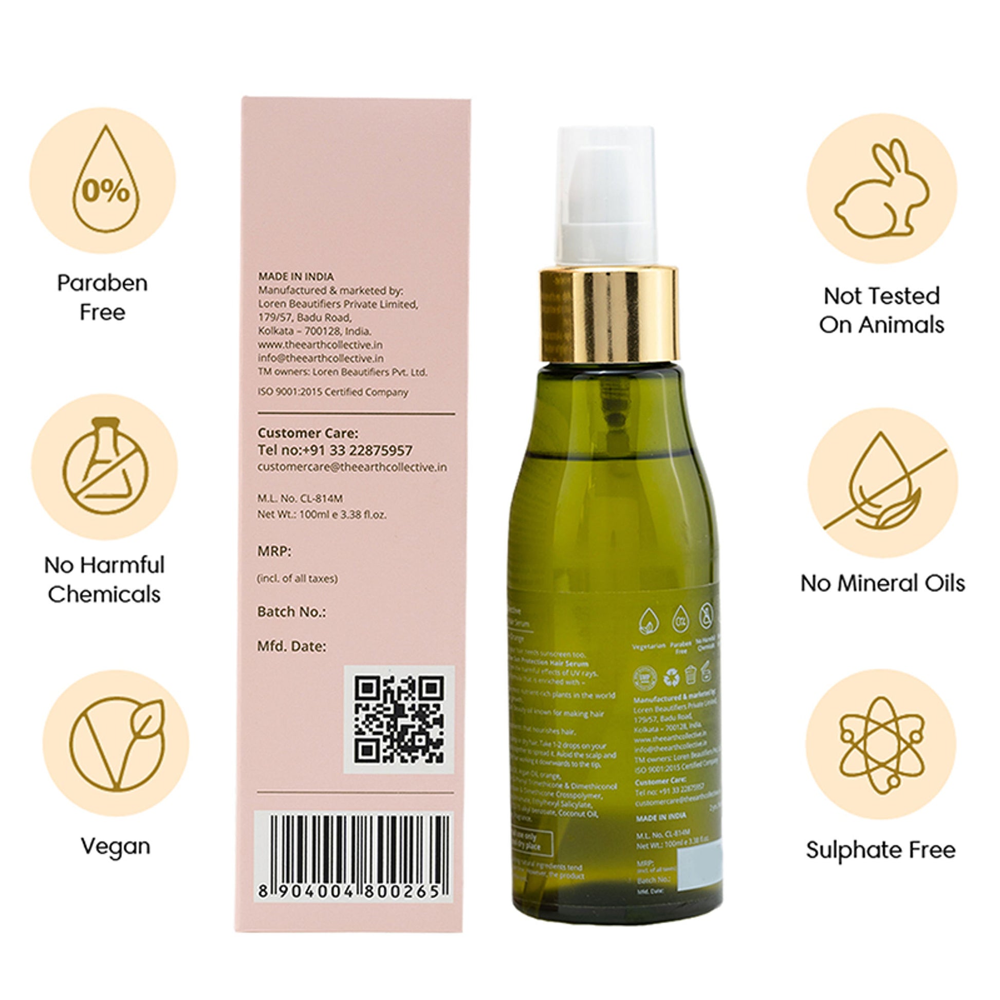 The Earth Collective Hair Serum, Sun Protection Hair Sunscreen