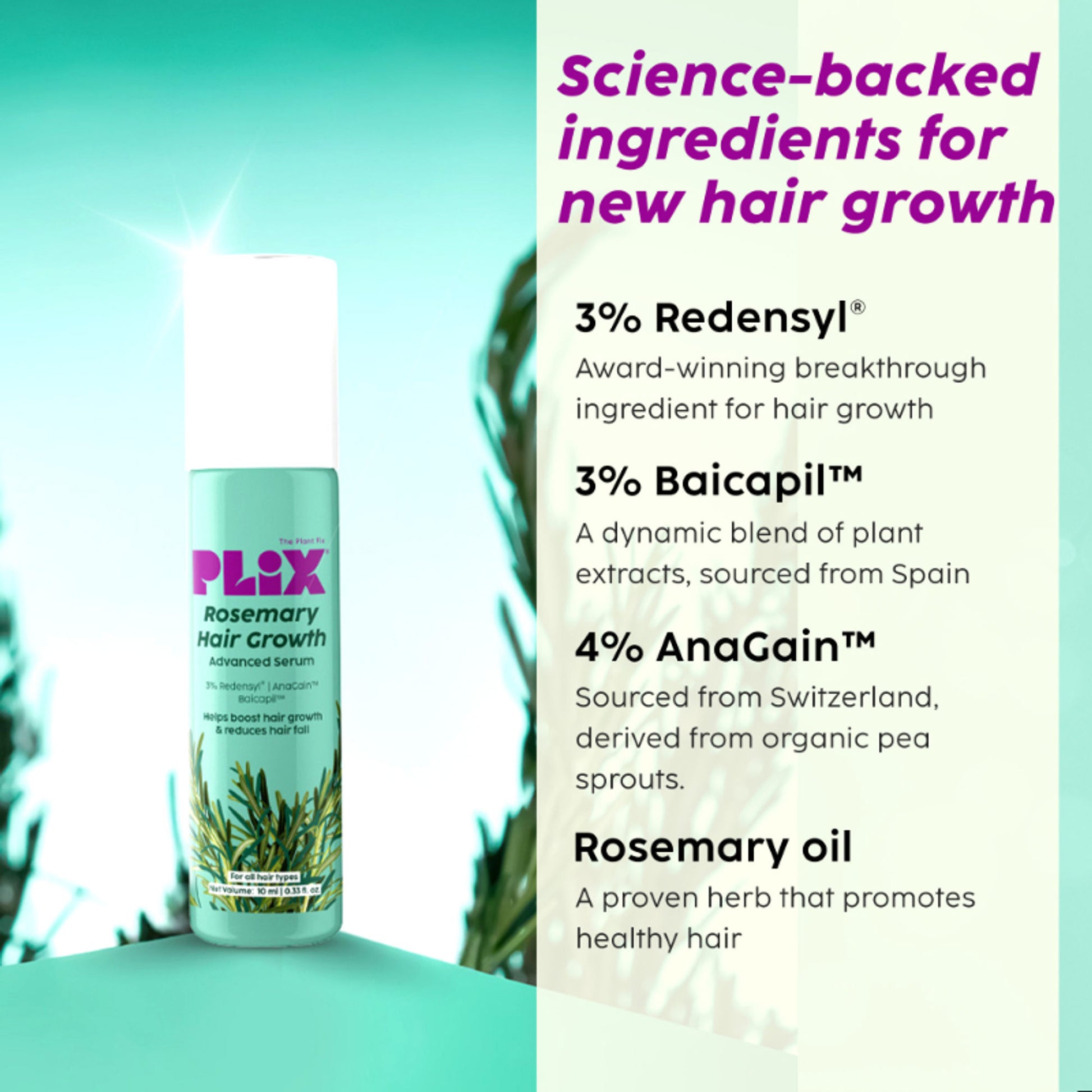 Plix Rosemary Hair Growth Advanced Serum Roll-On