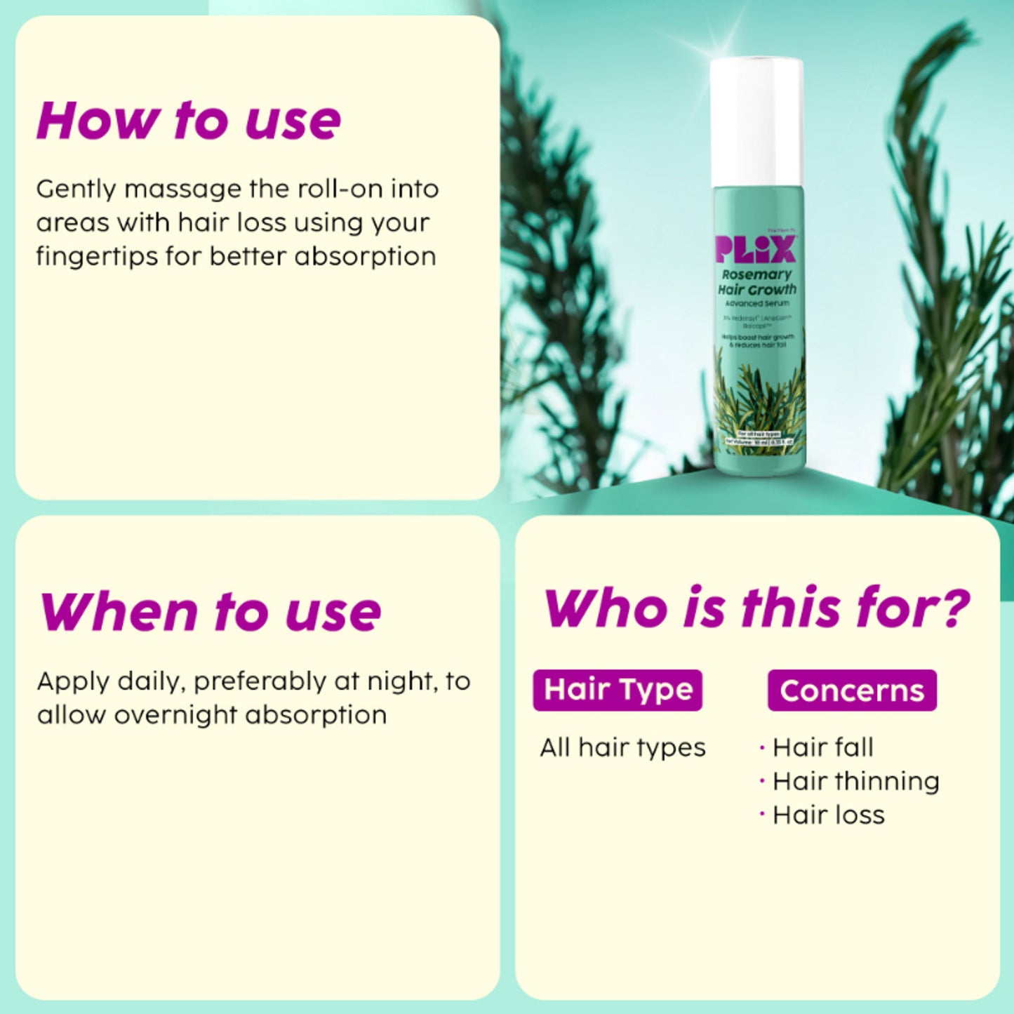 Plix Rosemary Hair Growth Advanced Serum Roll-On