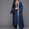 Dhiyona VA Women'sV Neck Ethnic Motifs Embroidered Regular Straight Kurta Set