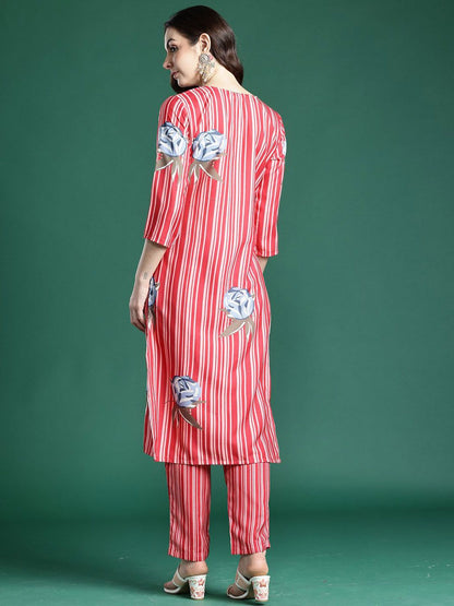 Indyancart IE Printed V-Neck Tunic With Trousers Co-Ords