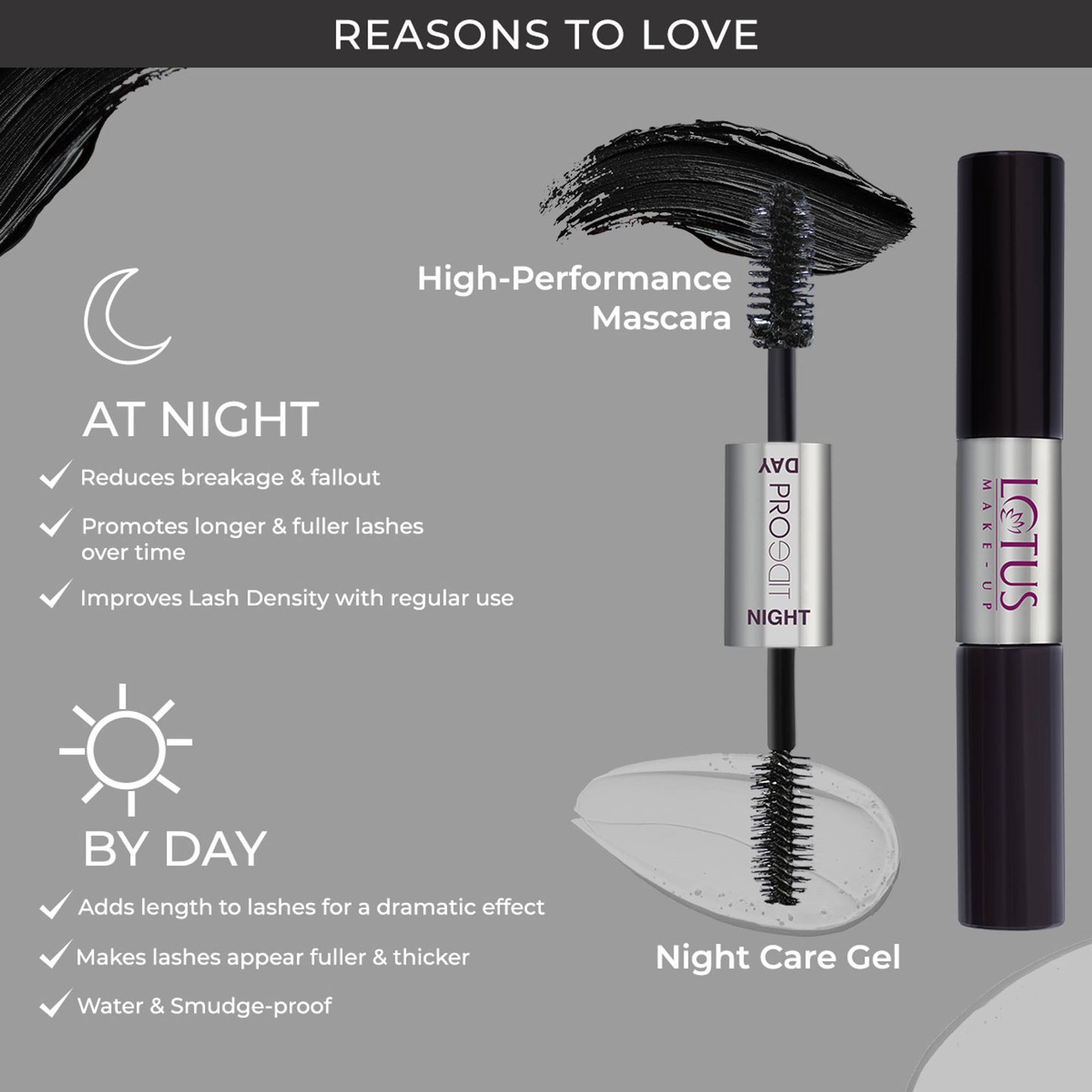 Lotus Make Up Proedit 2 In 1 Day & Night Voluminising Mascara & Lash Care