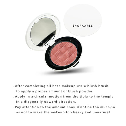 Shopaarel Color Cheek Blusher in Gravity shade, featuring a soft pink hue and smooth powder texture, for a natural rosy glow.
