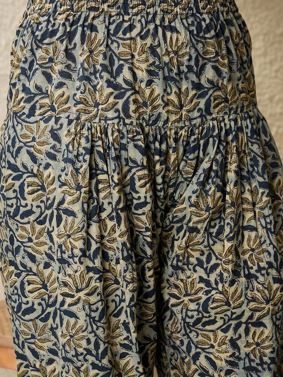 Indyancart IE Floral Printed V Neck Pure Cotton Kurta With Salwar & Dupatta
