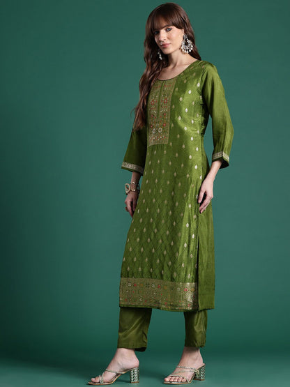 Indyancart IE Ethnic Motifs Kurta with Trousers & Dupatta