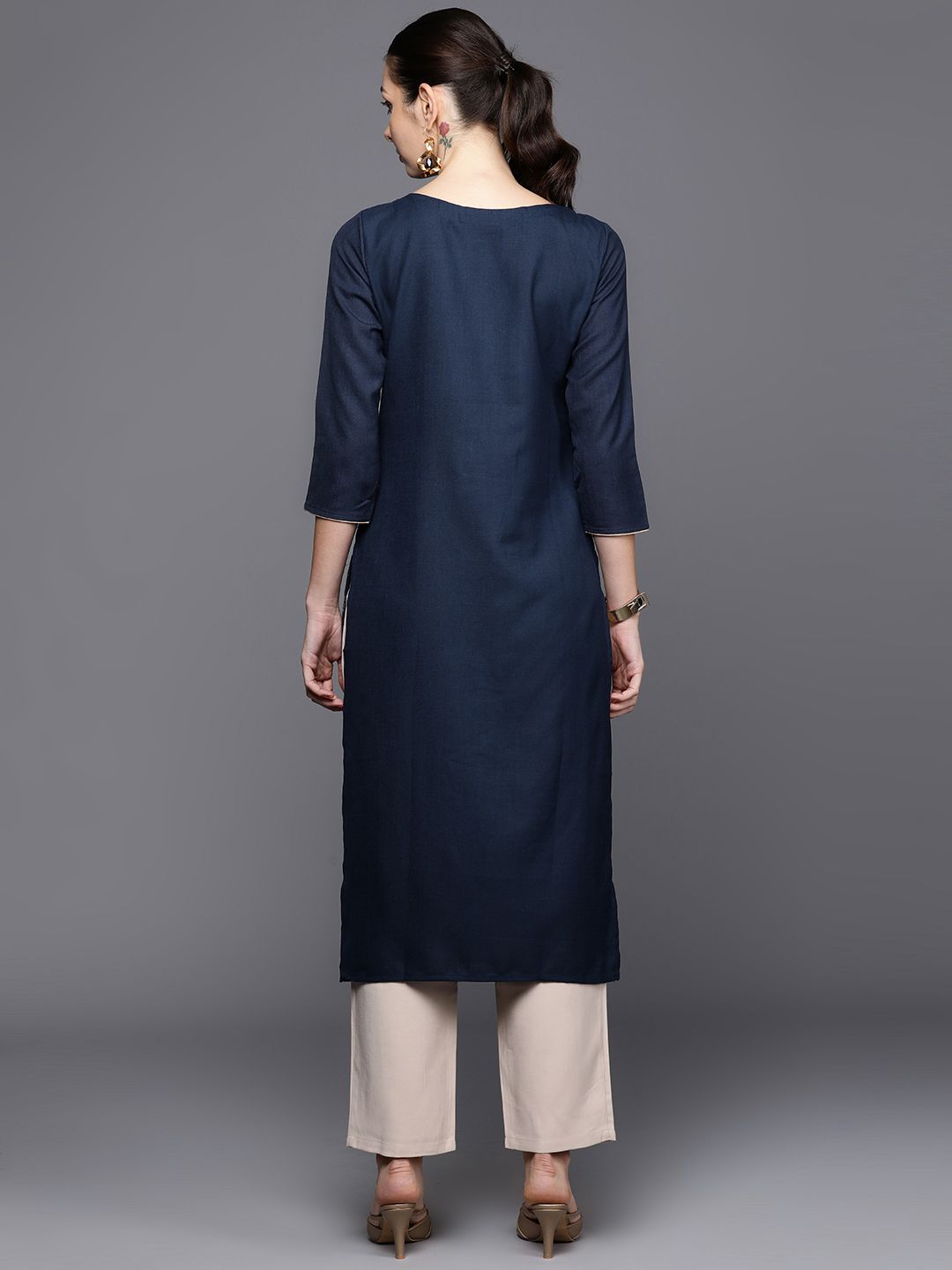 Indyancart IE Geometric Foil Printed Kurta