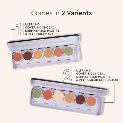 C2P Pro Ultra HD 6 in 1 Camouflage Concealer Corrector Palette Dermashield Must Have Makeup Palette
