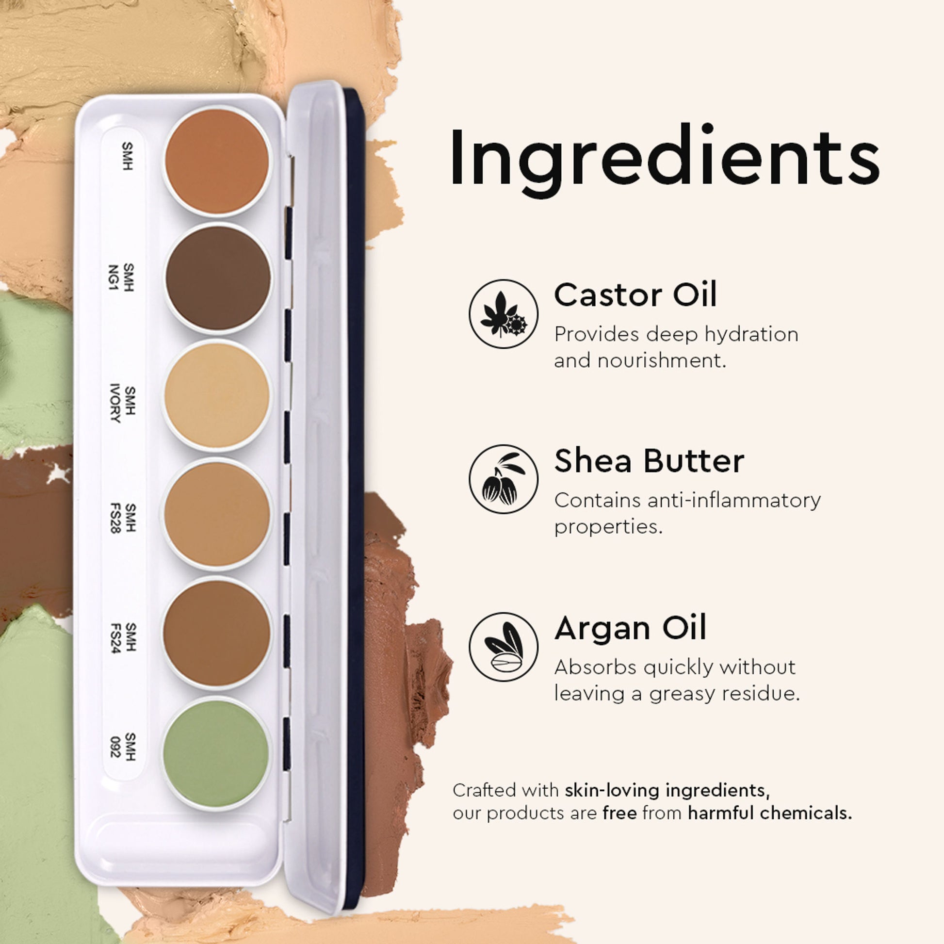 C2P Pro Foundation Ultra HD 6 in 1 Camouflage Concealer Corrector Supraemeshield Must Have Makeup Palette