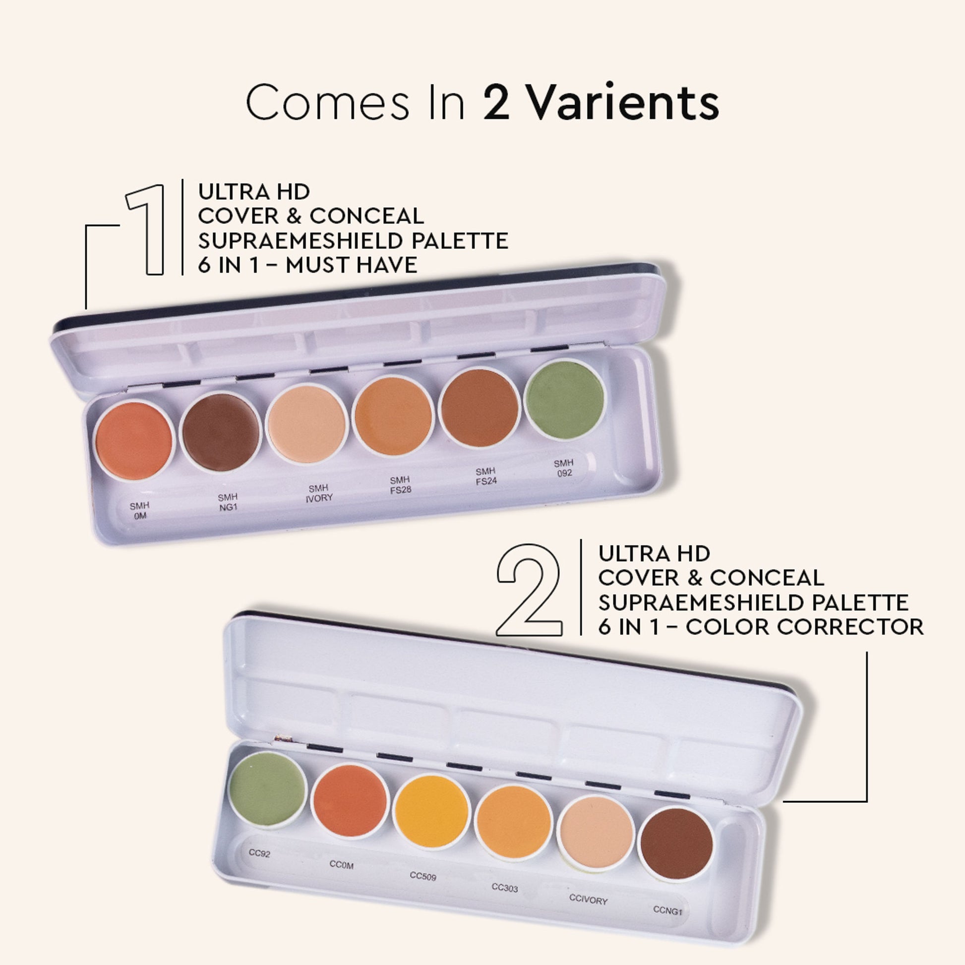 C2P Pro Foundation Ultra HD 6 in 1 Camouflage Concealer Corrector Supraemeshield Must Have Makeup Palette