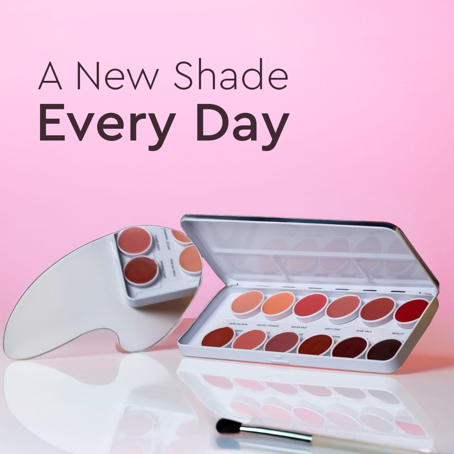 C2P Pro Studio Lip Spectrum 12 Color Cream Lipstick Palette - Brush