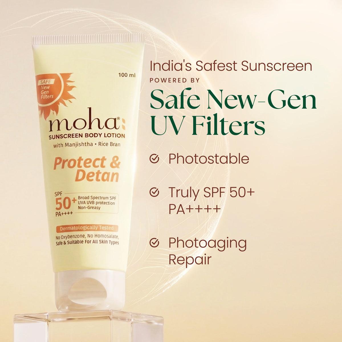 Moha Sunscreen Body Lotion SPF 50+ PA++++ New Gen Photostable