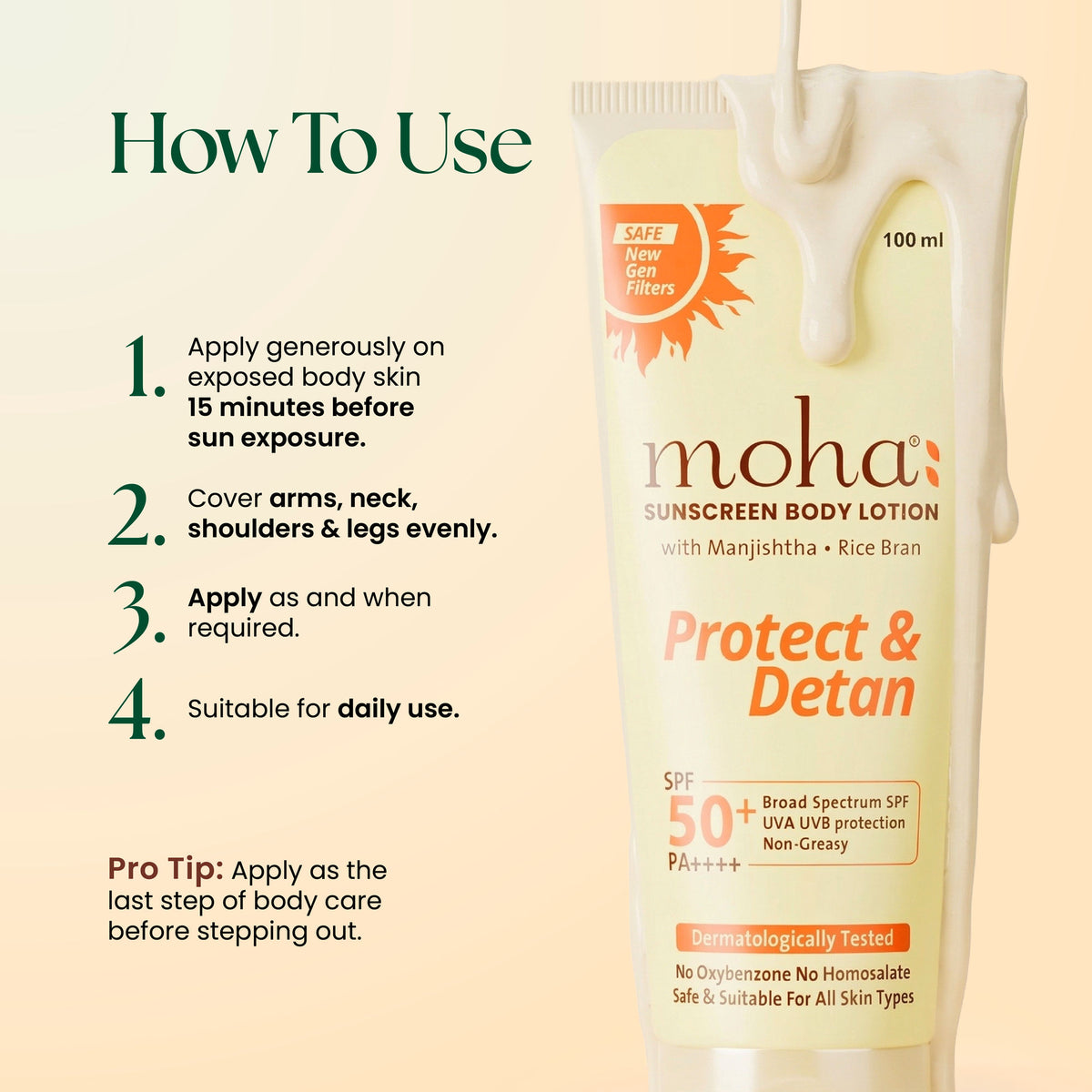 Moha Sunscreen Body Lotion SPF 50+ PA++++ New Gen Photostable