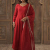 Dhiyona IE Liva Sweetheart Neck Anarkali Kurta With Trousers & Dupatta