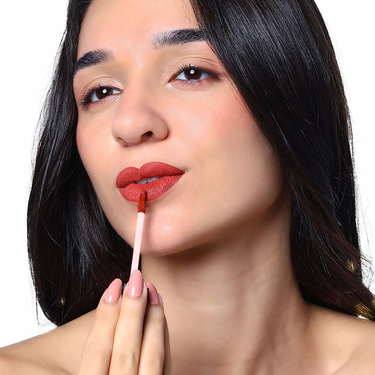 FLiCKA Flicka Set & Attack Liquid Lipstick in Walnut Wonder, waterproof, smudge-proof, long-lasting nude lip color.