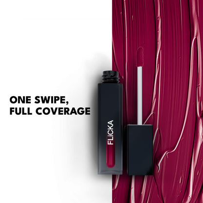 Flicka Set & Attack Liquid Lipstick Waterproof & Smudgeproof Long Lasting - 14- Dark Night