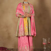 Indyancart IE Women Ethnic Motifs Embroidered Panelled Sequinned Kurta with Palazzos & Dupatta