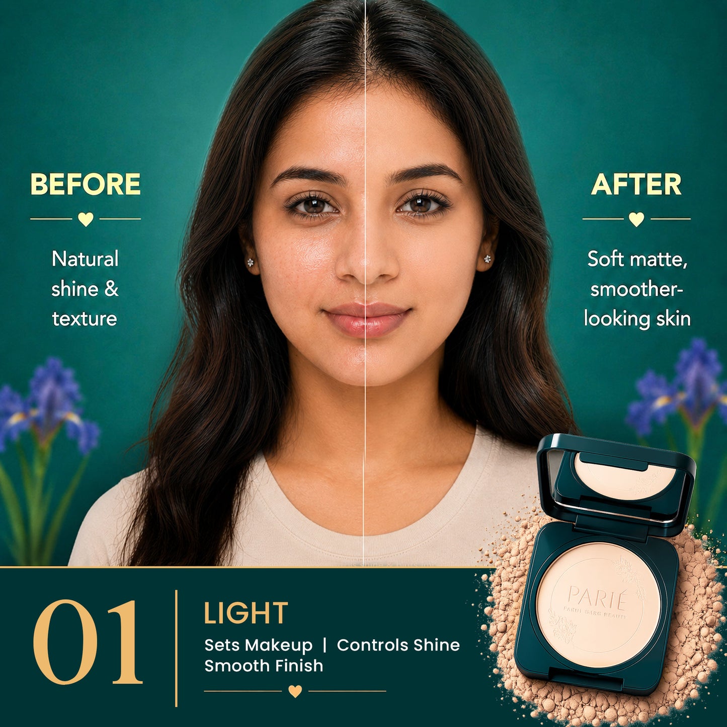 Parul Garg Beauty PARIE Oil Control Compact Powder Matte Finish & SPF 10 PA++ - Light