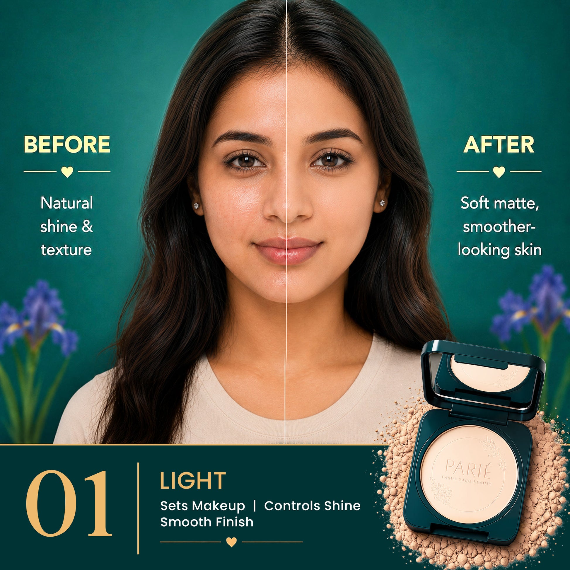 Parul Garg Beauty PARIE Oil Control Compact Powder Matte Finish & SPF 10 PA++ - Light