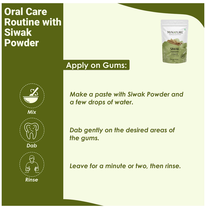 Miniature Minature Siwak (Miswak) Tooth Powder in a small container, showcasing natural herbal dental care product.