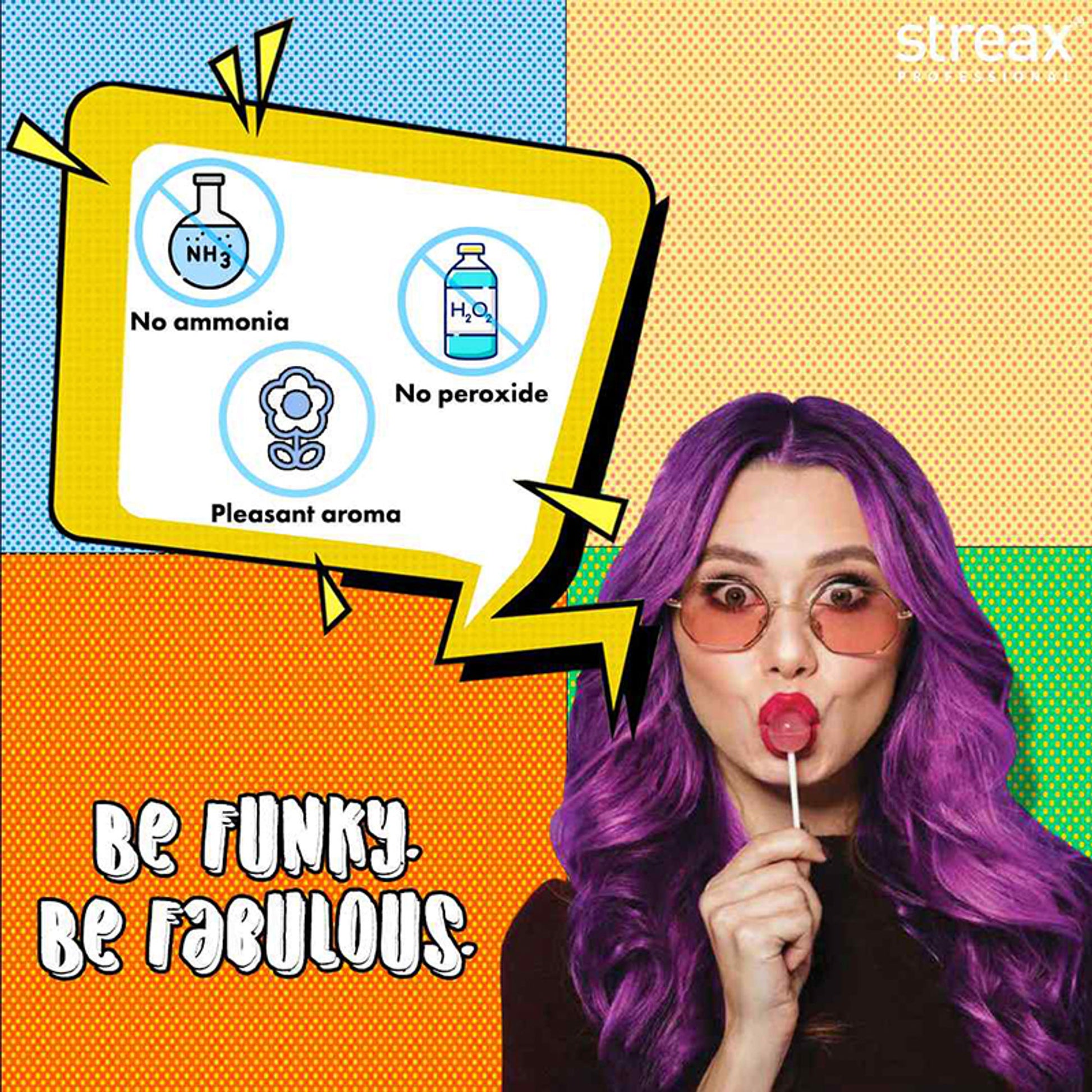 Streax Professional Hold & Play Funky Colour, Ammonia Free, Semi-Permanent Hair Colour, Zesty Yellow - Groovy Pink