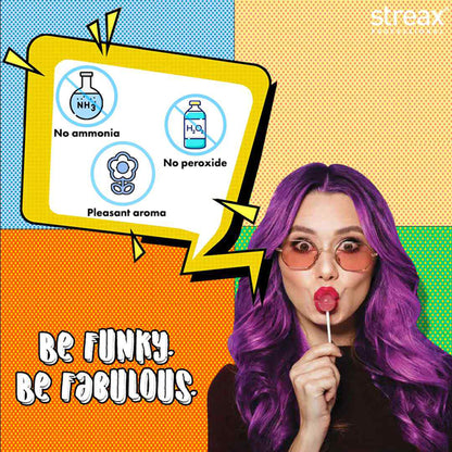 Streax Professional Hold & Play Funky Colour, Ammonia Free, Semi-Permanent Hair Colour, Zesty Yellow - Groovy Pink