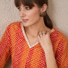 Dhiyona IE Leheriya Printed Pleated V-Neck Sequins Pure Cotton A-Line Kurta