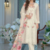 Dhiyona IE Floral Embroidered Thread Work Kurta With Trousers & Dupatta