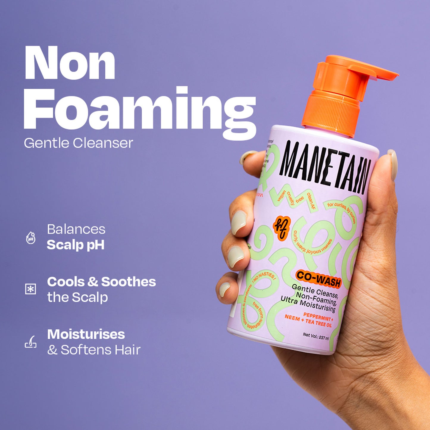 Manetain Co-Wash 2-In-1 Shampoo & Conditioner - Non-Foaming & Sulphate Free - CG Friendly